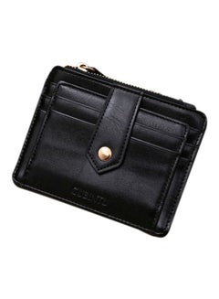 Buy Leather Card And ID Case With Zipper Black in UAE
