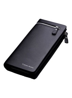 Buy Long Bi-Fold Zipper Wallet Black in Saudi Arabia