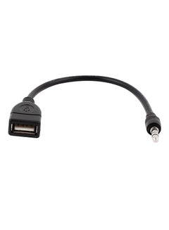 Buy USB Female to AUX 3.5mm Male Jack Plug Audio Data Charge Cable Black in Saudi Arabia