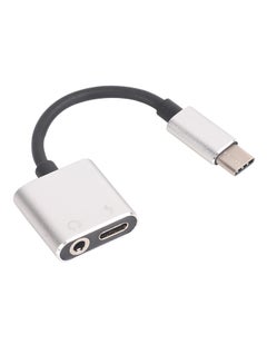 Buy USB Type- C And Charger 2 in 1 Headphone Audio Jack Cable Adapter Silver in Saudi Arabia