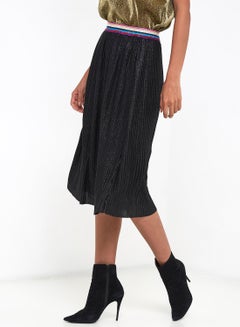 Buy Glitter Ribbed Skirt Black in Saudi Arabia