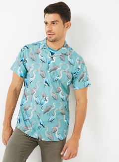 Buy Bottle Bird Printed Shirt Blue Haze in UAE