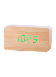 Buy LED Wood Grain Alarm Clock With Temperature Display Brown 15X4X7cm in Saudi Arabia