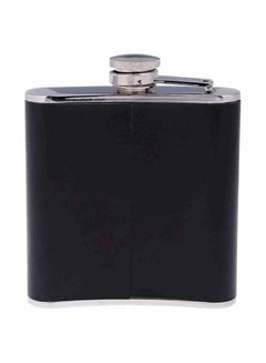 Buy Stainless Steel Leather Wrapped Flask Black/Silver in Saudi Arabia