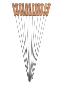 Buy 12-Piece BBQ Skewer Set Silver 38cm in Egypt