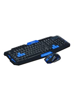 اشتري لوحة مفاتيح وماوس لاسلكي للألعاب الأسود / الأزرق في الامارات