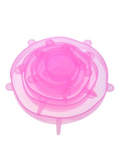 اشتري 6-Piece Silicone Stretch Lid Cover Set Pink 8.2inch في مصر