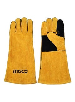 Buy Leather Welding Gloves Yellow/Black XL in Saudi Arabia