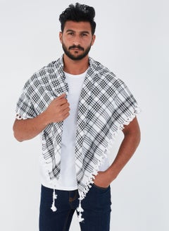 Buy Plaid Arabic Shemagh Scarf Black/White in UAE