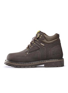 Buy Leather Lace-Up Flat Boots Black in UAE