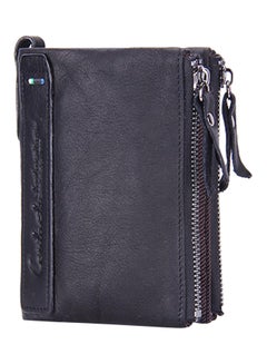 Buy Leather Wallet  With Double Zipper Black in UAE