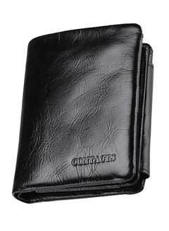 Buy Leather Trifold Wallet Black in Saudi Arabia