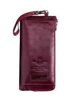 Buy Leather Wallet With Wrist Strap Red in Saudi Arabia