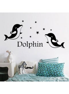 Buy Baby Dolphins Wall Sticker Black/White 150x96cm in Egypt