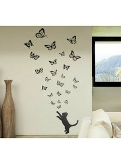 Buy Kittens And Butterflies Wall Sticker Black 80x120cm in Egypt