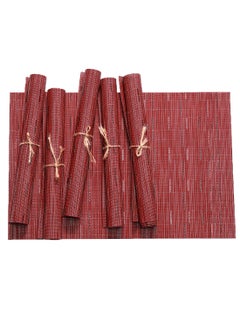 Buy 6-Piece Crossweave Placemat Set Wine Red 45 x 30centimeter in Saudi Arabia