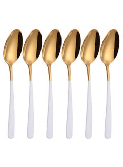 Buy 6-Piece Dinner Spoon Set Gold/White in Saudi Arabia
