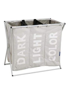 Buy Three Compartment Laundry Basket Beige/Black 57 x 63centimeter in UAE