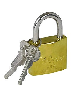 Buy Brass Pad Lock With Key Set Gold/Silver 38mm in Saudi Arabia