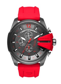 Buy Men's Gunmetal Round Shape Silicone Strap Chronograph Wrist Watch 52 mm - Red - DZ4427 in Saudi Arabia