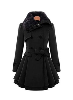 Buy Tunic Style Casual Thick Coat Black in UAE