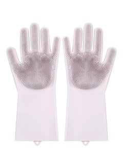 اشتري 2-Piece Reusable Cleaning Scrubber Gloves Pink 35.5x15.5 سنتيمتر في السعودية