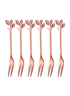 Buy 6-Piece Stainless Steel Fruit Fork Set Rose Gold 4.92inch in Saudi Arabia