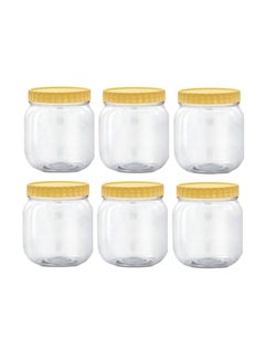 Buy 6-Piece Plastic Spice Jar Set Clear/Yellow 500ml in UAE