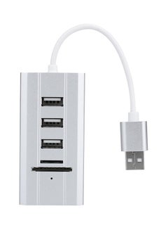Buy USB Hub Adapter Silver/White in UAE