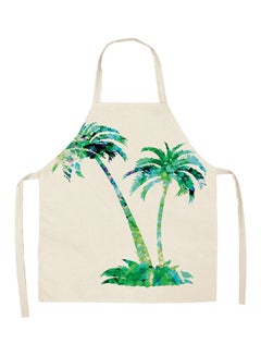 Buy Printed Household Apron Beige/Green/Blue 68x55cm in Saudi Arabia