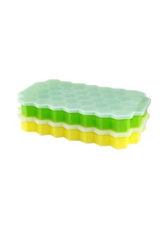 Buy 2-Piece Honeycomb Shape Ice Tray Green/Yellow 8.1x4.7x0.9inch in Egypt