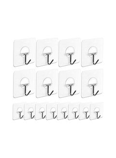 Buy 16 Pack Adhesive Wall Hooks Clear/Silver 6x6x6centimeter in Egypt