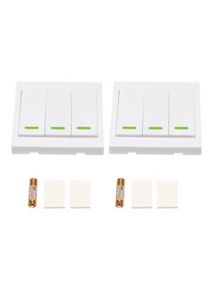 Buy 2-Piece 3-Gang Wireless RF Remote Control Transmitter White/Green in UAE