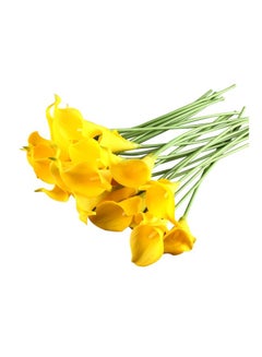 اشتري باقة من زهور زنبق الكالا الصناعية من 10 زهرات أصفر/ أخضر 13بوصة في الامارات