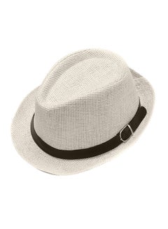 اشتري قبعة من القش بتصميم رائع مع سوار من الجلد الصناعي كريمي/أسود في الامارات