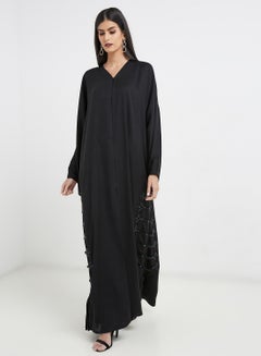 Buy Embroidered Pattern Abaya Black in UAE