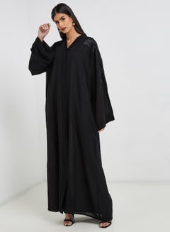 Buy Embroidered Pattern Abaya Black in UAE