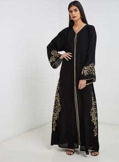 Buy Embroidered Pattern Abaya Black in UAE