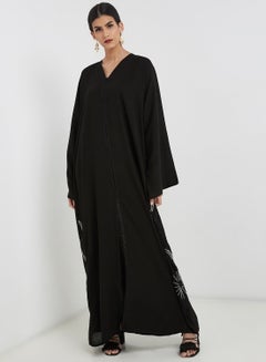 Buy Embroidered Pattern Abaya Black in UAE