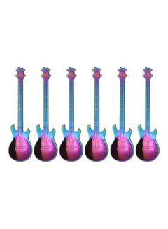 Buy 6-Piece Guitar Shaped Stainless Steel Coffee Spoon Set Multicolour 12cm in UAE