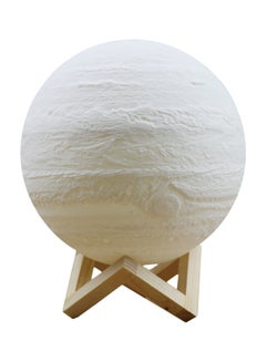 Buy 3D Printing Clap Jupiter 3 Colour Night Lamp With Wooden Stand White 10.5x9x9cm in UAE