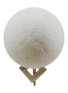 Buy 3D Printing Touching Moon 2 Colour Night Lamp With Wooden Stand White 17.5x15.5x15.5cm in UAE