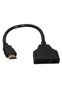 Buy HDMI Port Male To Female 1-In-2 Out Splitter Cable Black in UAE