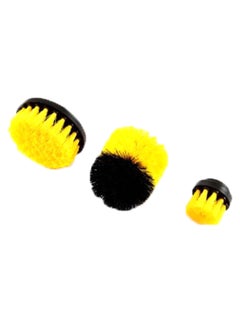 Buy 3-Piece Car Cleaning Brush Set Yellow/Black in UAE