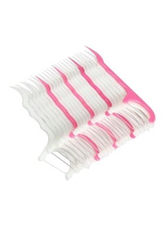 Buy 50-Piece Dental Floss With Toothpicks White/Pink in UAE