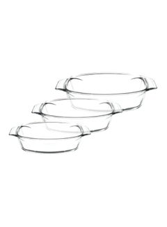 Buy 3-Piece Oven Tray Set Clear in UAE