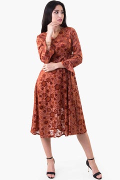 Buy Velvet Floral Dress Brown in UAE