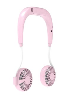 Buy Rechargeable Neckband Fan 111556 Pink/White in UAE