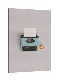 Buy Typewriter Printed Framed Canvas Wall Art White/Blue/Yellow 60x80cm in Saudi Arabia