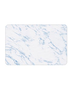 Buy Marble Printed Bath Mat White/Blue 45x35x0.9cm in UAE